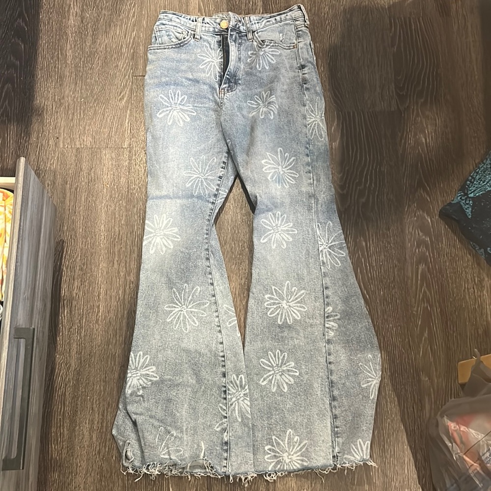 Flower patterned jeans